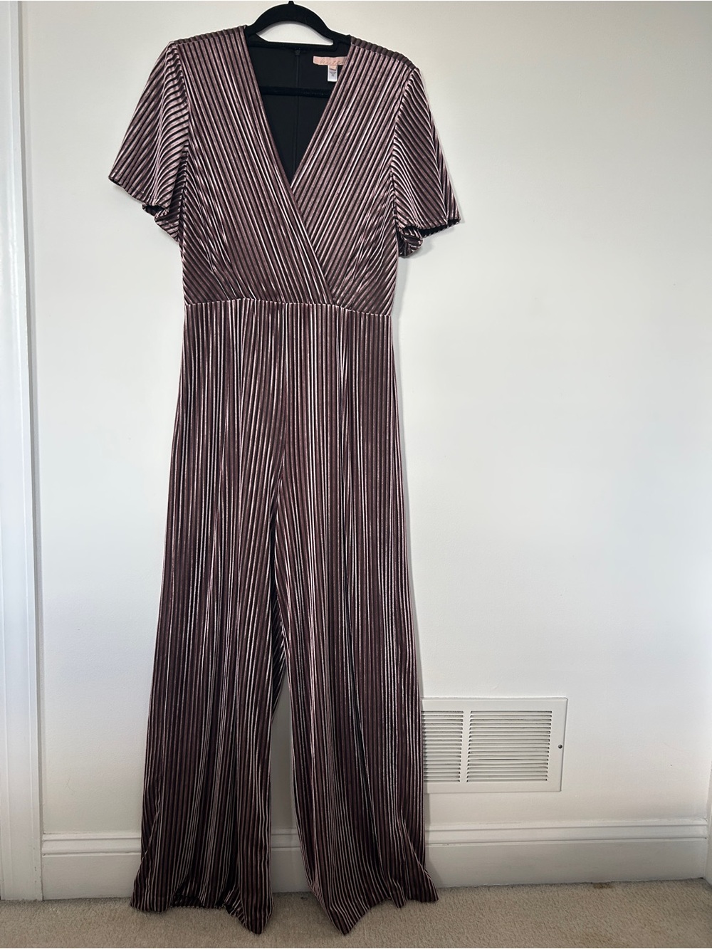 Hutch Mauve-Striped Velvet Jumpsuit